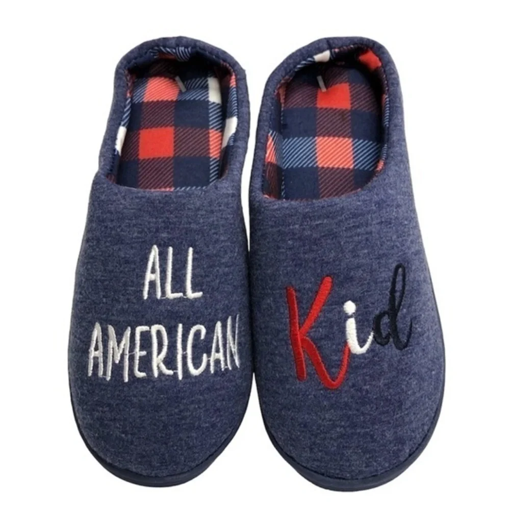 New All American Kid Patriotic Slippers Size Medium 13-1 NWT